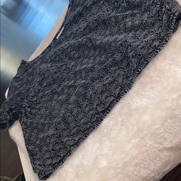 American Eagle Denim Short Sleeve black denim top - Picture 8 of 9